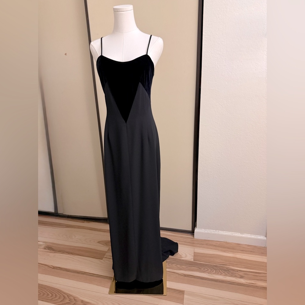 Evening gown with spaghetti straps and criss-cross back. Size 10